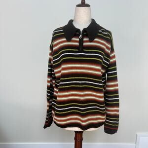 EXPRESS TRICOT Women's Quarter Zip Striped Pullover Sweater Size XS